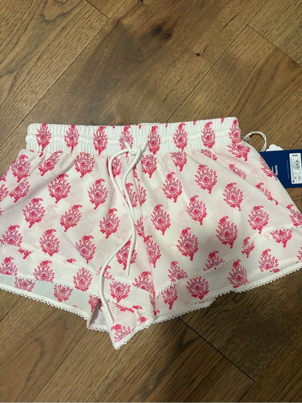 Roller Rabbit White Shorts with Pink Floral Motif